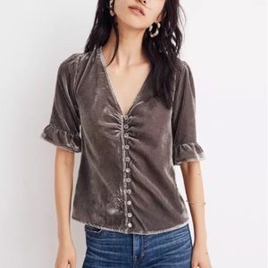 Madewell Velvet Daylight Button Down Top Gray
